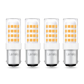 Lamsky LED BA15D Double Contact Bayonet Base 120 Volts 4W Led Light Bulb,T3/T4/C7/S6,Warm White 2700K,LED 40W Halogen Replacement Bulb,No-Dimmable(4-Pack)