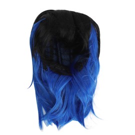 Cosplay Short Hair Wig Fluffy Black Blue Color Firmly Wear Fashionable False Hair Wig