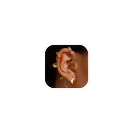 SPORCLO Gothic Ear Cuffs Helix Cartilage Clip on Goth Ear Cuff Stainless Steel Hypoallergenic Earrings for Women Men Non Piercing 14K Gold Plated Fake Earring Lightweight Punk Jewelry Gift