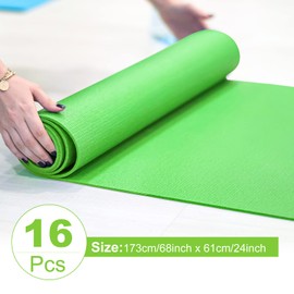 16 Pack 3 mm Thick Yoga Mat Bulk, Non Slip Exercise Workout Fitness Pad for Women Men, Gym Home Yoga Pilates, Easy to Clean, Sturdy PVC (Green)