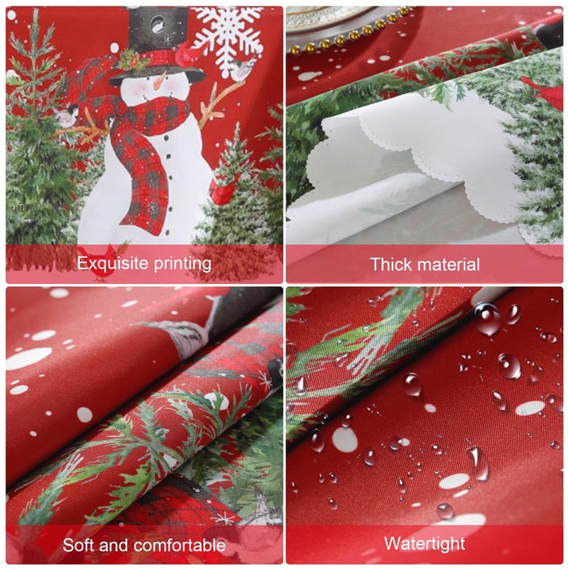 Fadcaer Christmas Table Cloth, Red Christmas Tablecloth, Christmas Table Decoration,
