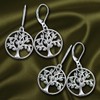 YL Tree of Life Earrings 925 Sterling Silver Simulated Emerald/3A