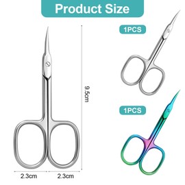 Pack of 2 Cuticle Scissors, Cuticle Scissors Made of Stainless Steel, Curved Cuticle Scissors, Suitable for Trimming Cuticles, Eyebrow Shapes, Beard Cutting