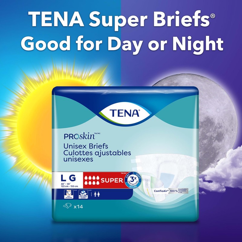 Tena Incontinence Adult Diapers, Maximum Absorbency, Disposable Briefs, ProSkin -