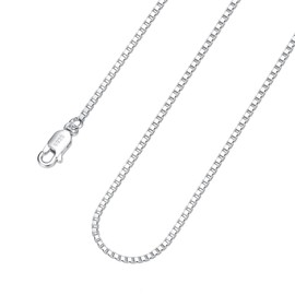 HAIAISO 925 Sterling Silver Lobster Clasp Box Chain Necklace 1.5mm Necklace for Women Mens Chain White Gold Plated Necklace Chain Diamond Cut 22 Inch