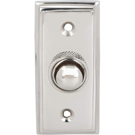 STALLION HARDWARE Doorbell Button, Vintage Decorative Push Button Door Chime, Ringer, Wired Doorbell Button Replacement (1, Polished Nickel)