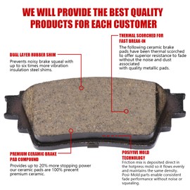 HECHENQICHE Rear Ceramic Brake Pads for Mitsubishi Outlander Eclipse Cross PHEV
