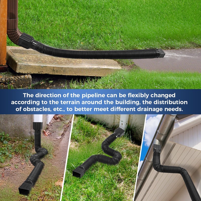 Loyala 2PCS 11.5ft Gutter Downspout Extensions Flexible Drain Downspout Extender