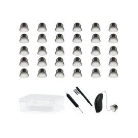 Hearing Aid Domes,Silicone Hearing Aid Domes for Resound SureFit RIC and Open Fit BTE Hearing Amplifier Ear Tips Accessories with Cleaning Tools Brush Cleaner and Carry Case