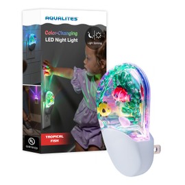 Lights By Night Tropical Aqualites LED Night, Plug-in, Color Changing, Light Sensing, Auto On/Off, for Kids, Under the sea, Fish, Bedroom, Bathroom, Playroom, 10908