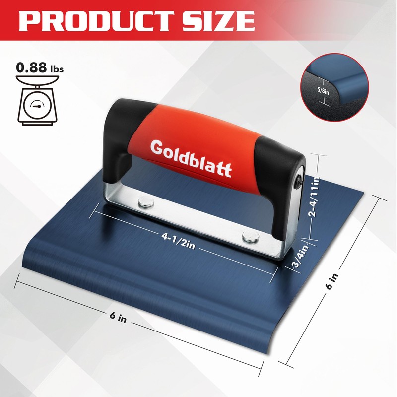 Goldblatt Concrete Tools, Concrete Edger, 6" x 6" Blue Steel