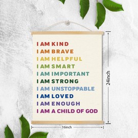 I Am A Child of God Poster, Inspirational Hanging Poster, Mindfulness Decor, Wood Poster Hanger, Religious Wood Canvas Poster Hanging Decor, Christian Gift for Kids Girl Boy Nursery Teen Room