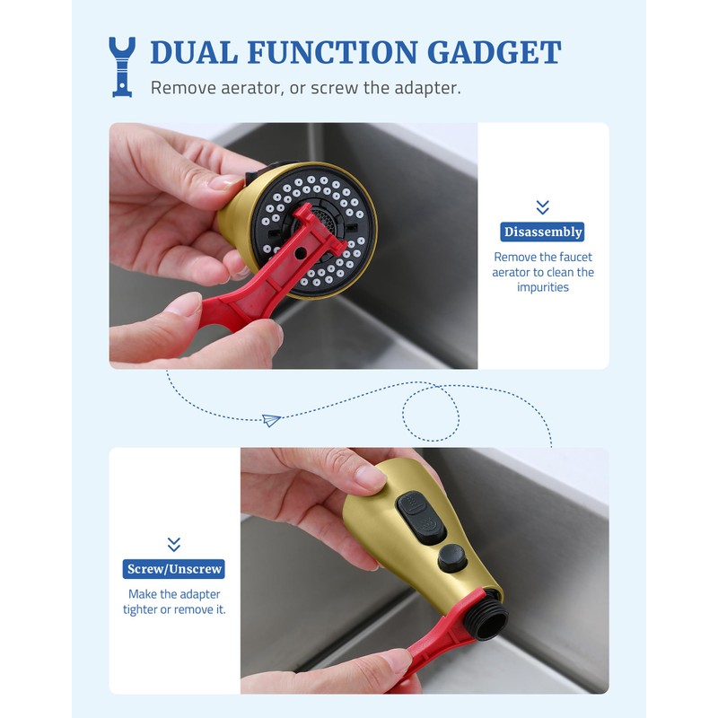 Kitchen Faucet Sprayer Head Replacement - with 15 Adapters Pull