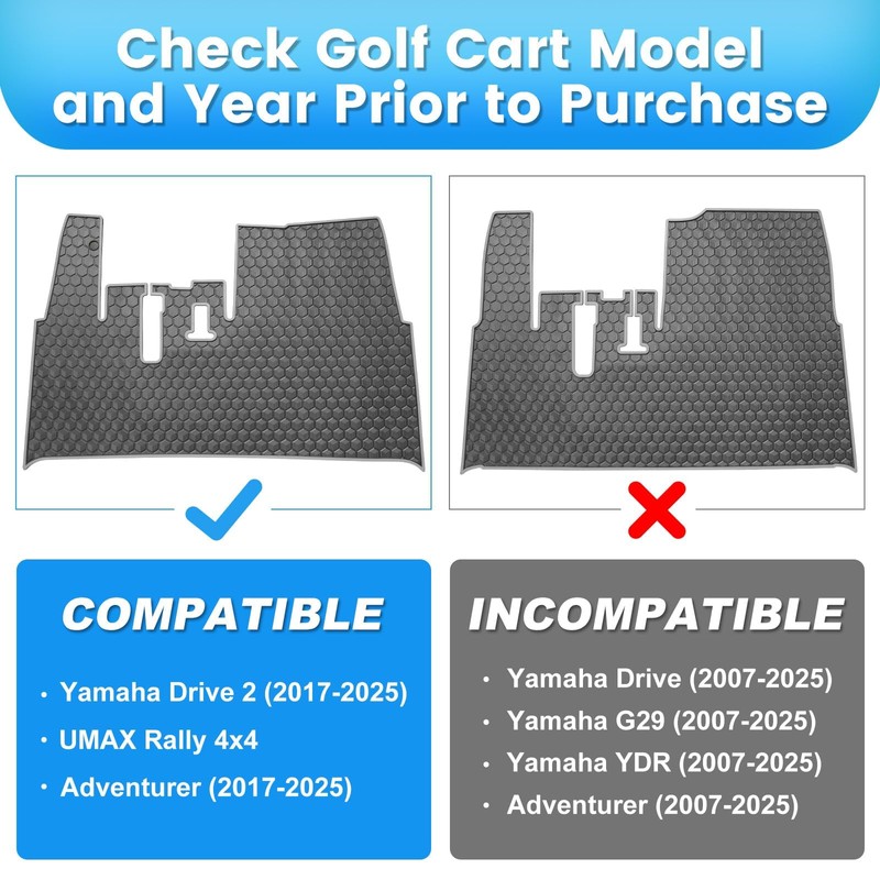 Golf Cart Floor Mat for Yamaha Floor Mat, 3/10" Thickness