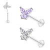 FLOGWE 2~4PCS 16G 316L Pushin Lip Rings Butterfly and Bee