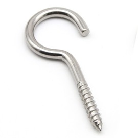 Pack of 10 Screw Hooks, Stainless Steel, Ceiling Hooks, Hook Screw, Hooks for Screws, Screw-in Hooks, Robust Cup Hooks, for Hanging Wooden Kitchen Cabinets
