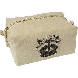 'Raccoon with Floral Crown' Canvas Wash Bag/Makeup Case (CS00043449)