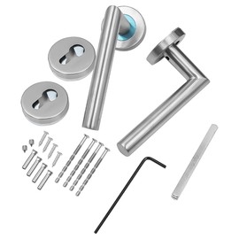 ZONADAH Door Handles 1Pair of Stainless Steel Single Tongue Split Lock Right Angle Door Handle Gate Lever Knob for Bedroom Bathroom Door Handle and Deadbolt Set
