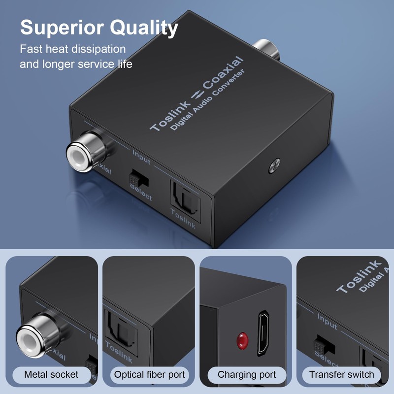 Daiilg Digital Audio Converter Bi-Directional Digital Coaxial to Optical Toslink