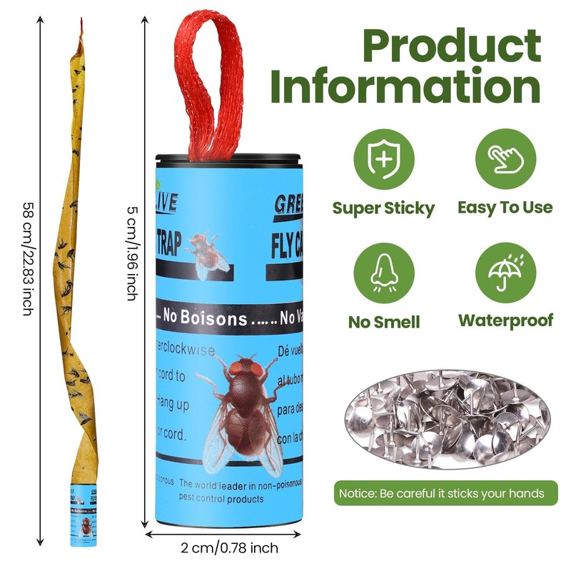 Qualirey 160 Pack Fly Strips Sticky Fly Trap Indoor Outdoor
