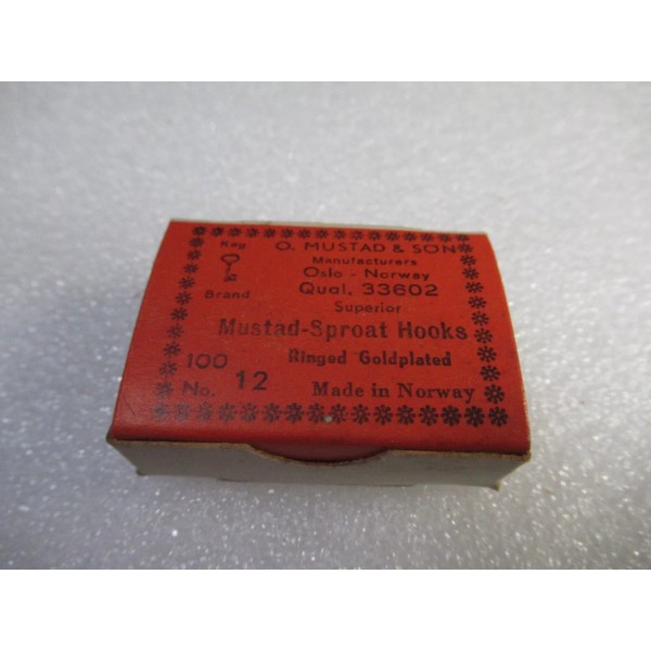 MUSTAD 33602 GOLD SPROAT FISHING HOOKS 100 PCS SZ 12