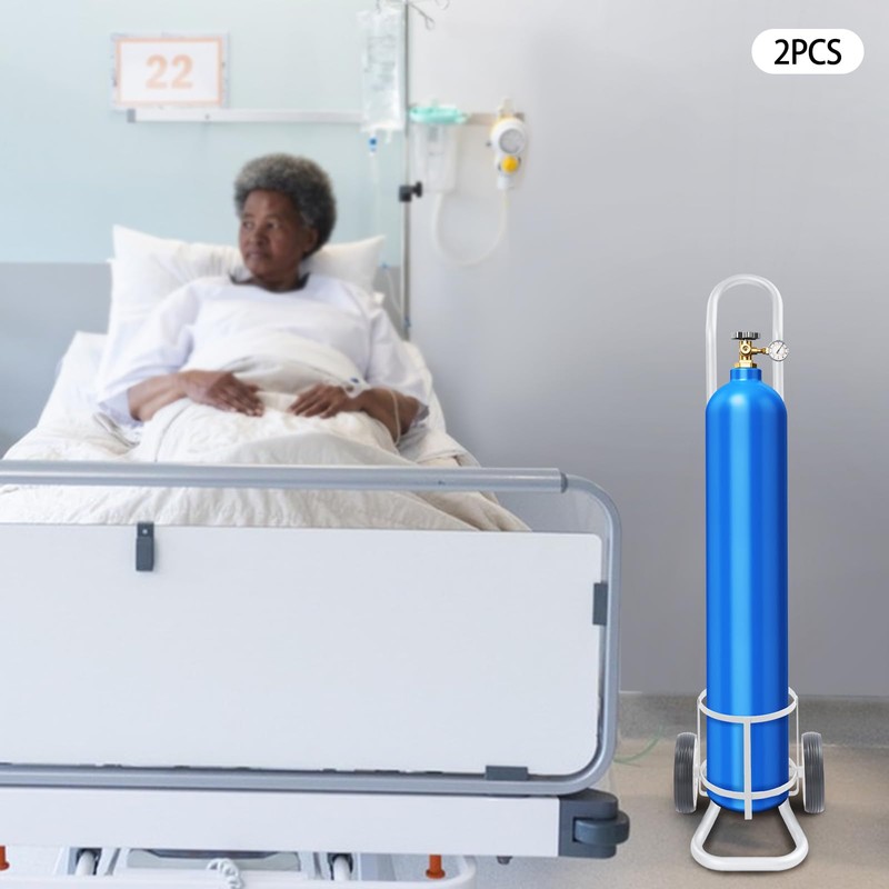 PIAOCAIYIN 2 Pcs Oxygen Cylinder Cart, Portable Rolling Oxygen Tank