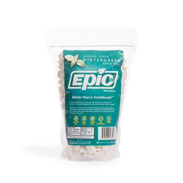 Epic 100% Xylitol-Sweetened Chewing Gum (Wintergreen, 500-Count Bulk Bag)