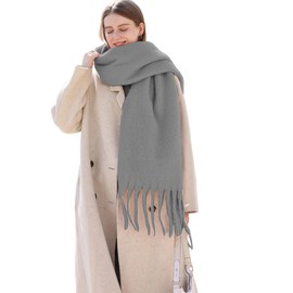 Wander Agio Cashmere Feel Scarf Long Pashmina Shawls and Wraps for Women Large Blanket Scarves Solid Grey 26
