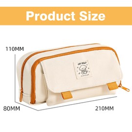 Pencil Case, Big Capacity Pencil Pen Pouch, Big Capacity Storage Bag Pouch Box, Stationery Organizer with Double Zippers for Student Office College Boys and Girls (Beige)