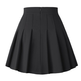 Dressever Women's Pleated Skirts Mini Skater Basic Skirt High Waist Tennis Skirt School Uniform Cheerleader Skirts Black XL