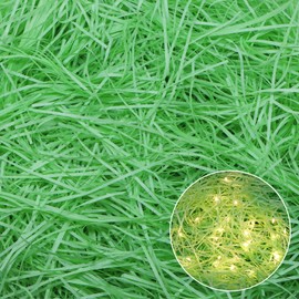 TUZELIYA 300g Shredded Tissue Paper, Shredded Paper with led light for Gift Boxes, Easter Basket Grass, Ideal Hamper Filling and Shredded Filler for Easter, Party Supplies Decoration Green