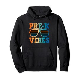 Retro Vintage Sunglasses Pre-K Vibes Back To School Pullover Hoodie