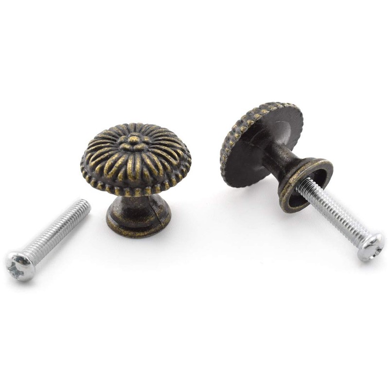 Antique Jewelry Box Pull Handle, OZXNO 4-Pack Retro Bronze Round