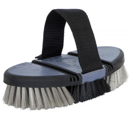 Start FlexiBrush Horse Brush - Elastic Horse Grooming Brush for Gentle Grooming - Ergonomic with Hand Strap - Ideal for Sensitive Horse Skin (Black/Grey)