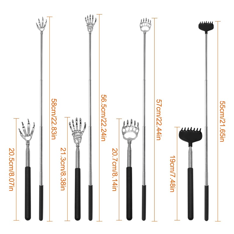 4 PCS Telescopic Back Scratcher, Extendable Back Scratcher with Rubber