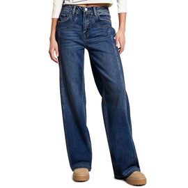 Sidefeel Jeans for Women High Waisted Stretchy Wide Leg Jeans Trendy Loose Fit Straight Leg Denim Pants Bluing Size 6
