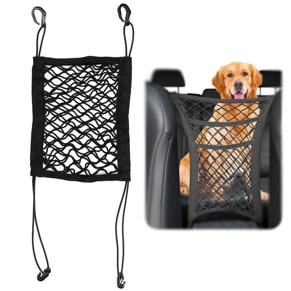 COYUN 1 pcs Sicherheitsnetz Hunde, 3-stufiger Auto-Netz-Organizer, Sitzlehne, Netztasche, Faltbar