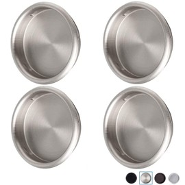 Enconker 4 Pack Closet Door Finger Pull 2-1/8”, Sliding Closet Door Hardware Bypass, Satin Nickel Cabinet Pulls, Easy Snap-in Installation Fits 5/16”Depth x 2-1/8" Diameter Opening Hole