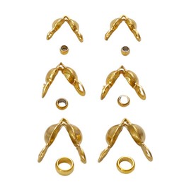 100 Piezas Acero Inoxidable Hebilla+Posicionamiento Cuentas(Presionar la perla), Combinación Collar Fabricación De Pulseras Surtidos de Cuentas para Bisutería Amantes de la artesanía (Dorado)