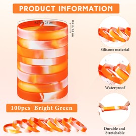 Liliful 100 Pcs Silicone Rubber Wristbands Rubber Wristband Bracelet Bands for Silicone Wristbands for Women Men(Orange and White)