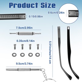 Heclia Glasses Replacement Arms Legs 2 Pairs with Eyeglasses Fix Adjustment Accessories with Temple Anti-Slip Silicone Tips Eyewear Repair Kit With Screws Washers Screwdrivers Nose Pads