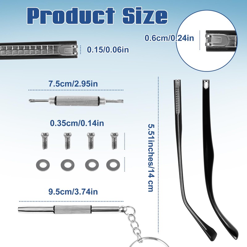 Heclia Glasses Replacement Arms Legs 2 Pairs with Eyeglasses Fix