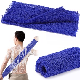 African Net Long Bath Net Sponge,JASSINS African Bathing Sponge,Body Exfoliating Long Net Shower Body Scrubber Back Scrubber Skin Smoother,Stretch Length to 66 INCH (Blue)