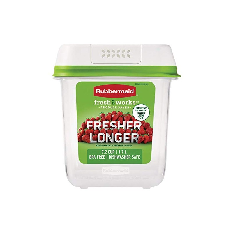 Rubbermaid FreshWorks Saver, Medium Produce Storage Container, 7.2-Cup, Clear