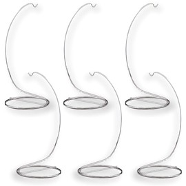 BANBERRY DESIGNS Silver Ornament Christmas Display Stand - Jewelry - Terrarium Displayer - Smooth Chrome Metal - 9 Inches High - Craft Accessory - Set of 6