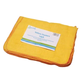 2WORK Cotton Duster, Yellow, Pack of 10, 508 x 355 mm, Machine Washable