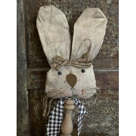 Primitives Supplies for Grubby Primitive Rustic Easter Bunny Rabbit Spindle Doll 12" Poseable Ears Ozzie for Home, Easter Holiday Decor.