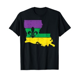 New Orleans Louisiana Map Jester Funny Mardi Gras Carnival T-Shirt