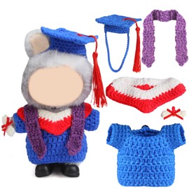 Clothes for 17cm Doll - Handmade Knitting Wool Graduation Gown, Premium Handcrafted Crochet Complete Dolls Clothes Outfit with Accessories (No Doll)