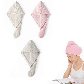 SYGELER Soft Microfiber Hair Towel Wrap for Women - Absorbent Hair Turban for Curly, Long & Short Hair - Anti-Frizz Design, Quick Dry & Secure Fit - 3 Pack